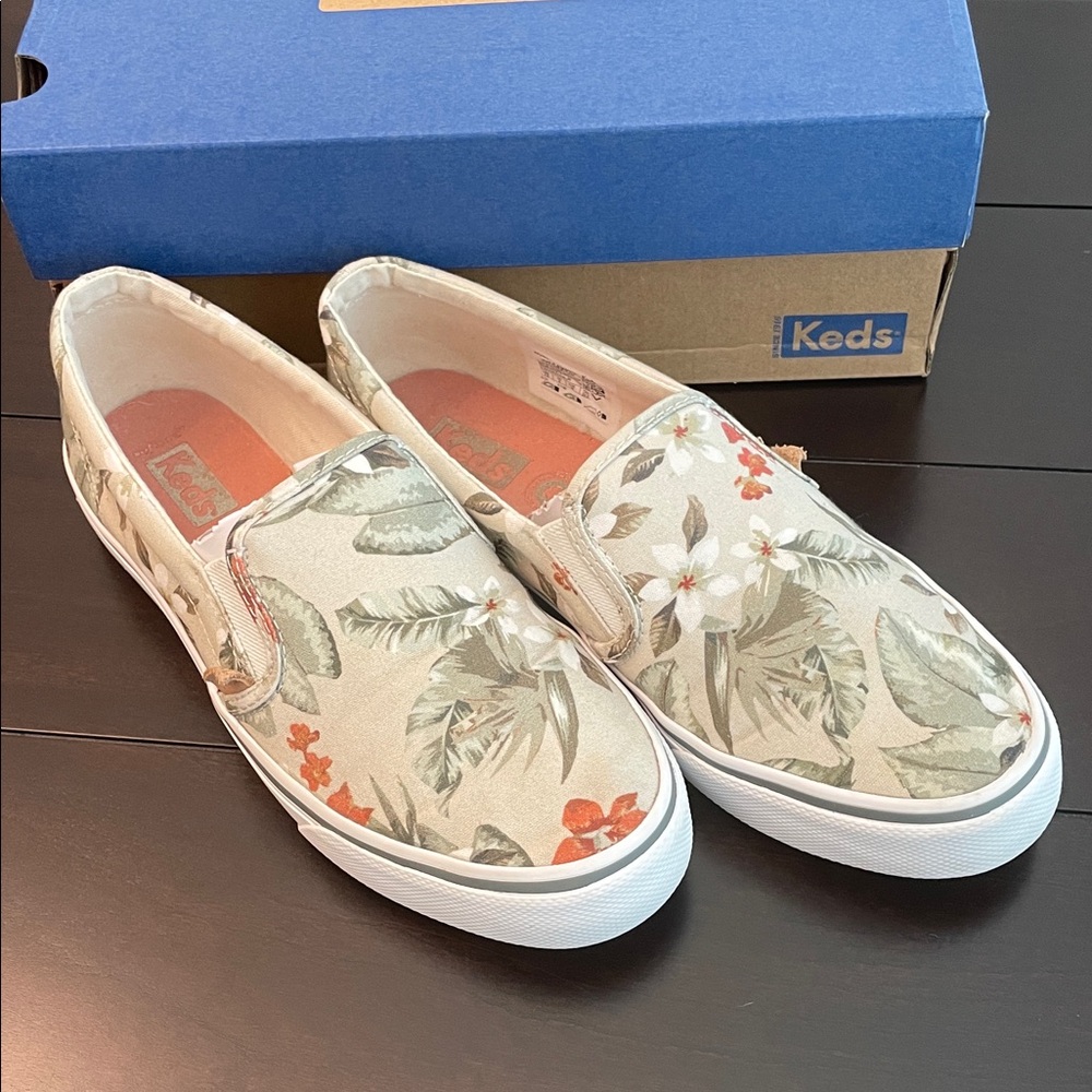 Keds Tropical Print Canvas Slip-Ons